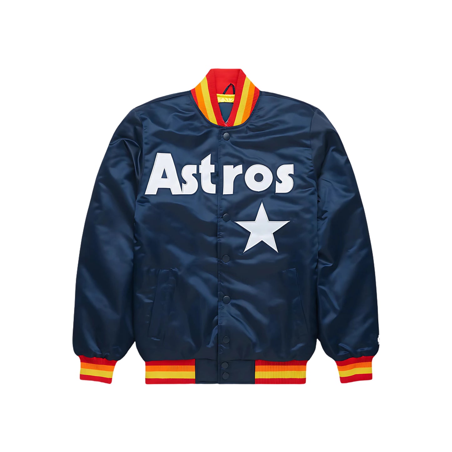 MLB Houston Astros Retro Navy Blue Satin Bomber Jacket for Men & Women