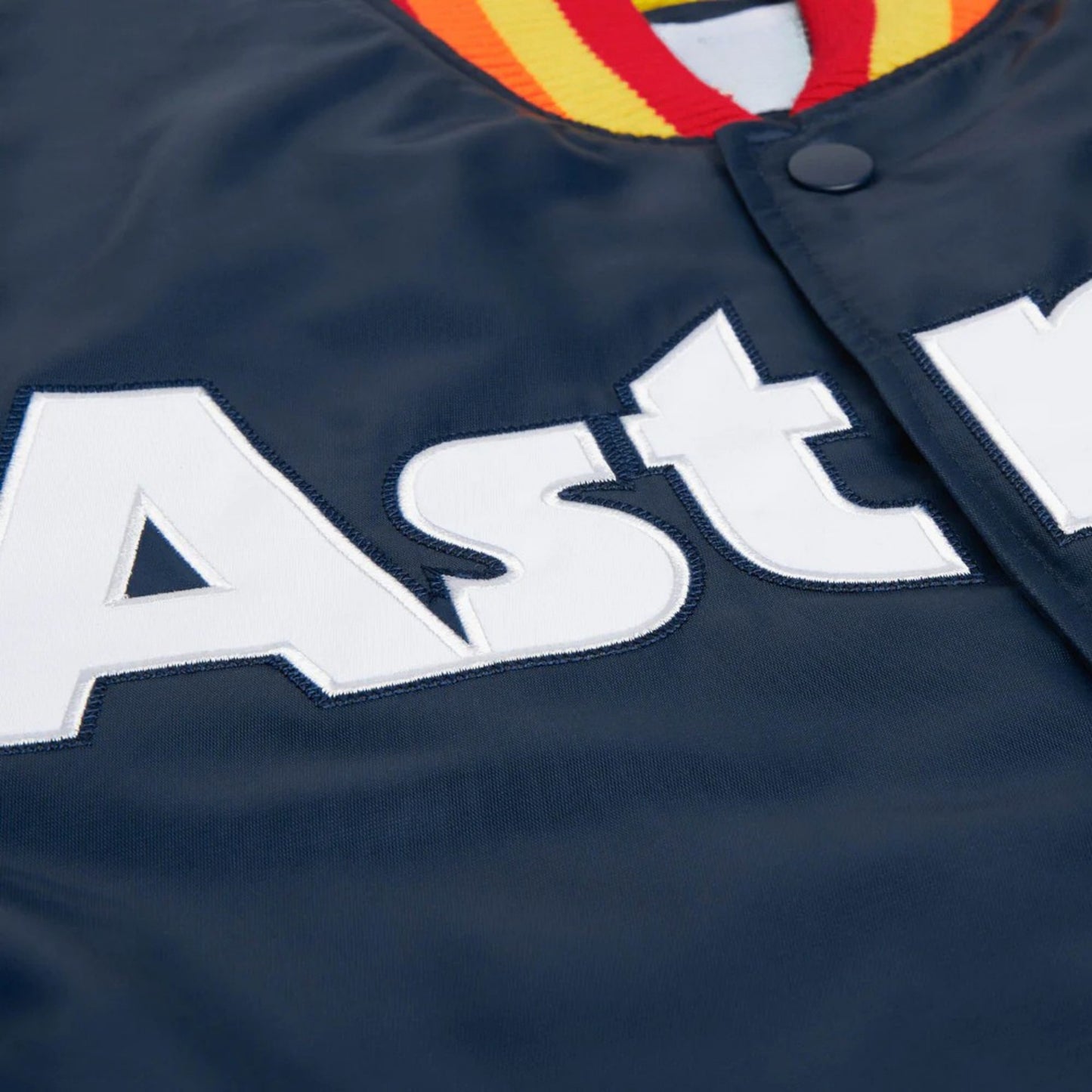 MLB Houston Astros Retro Navy Blue Satin Bomber Jacket for Men & Women