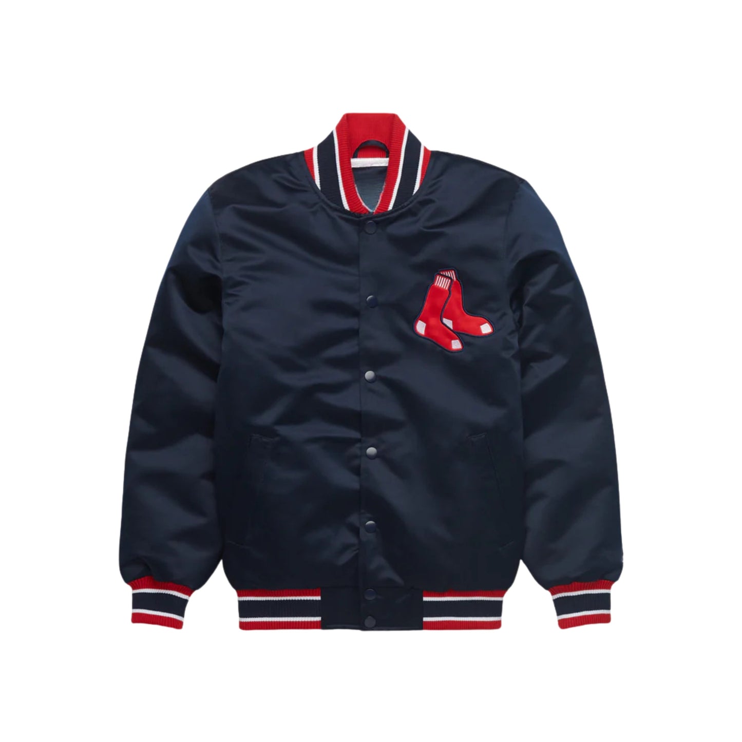 MLB Boston Red Sox Navy Blue Satin Bomber Jacket for Men & Women