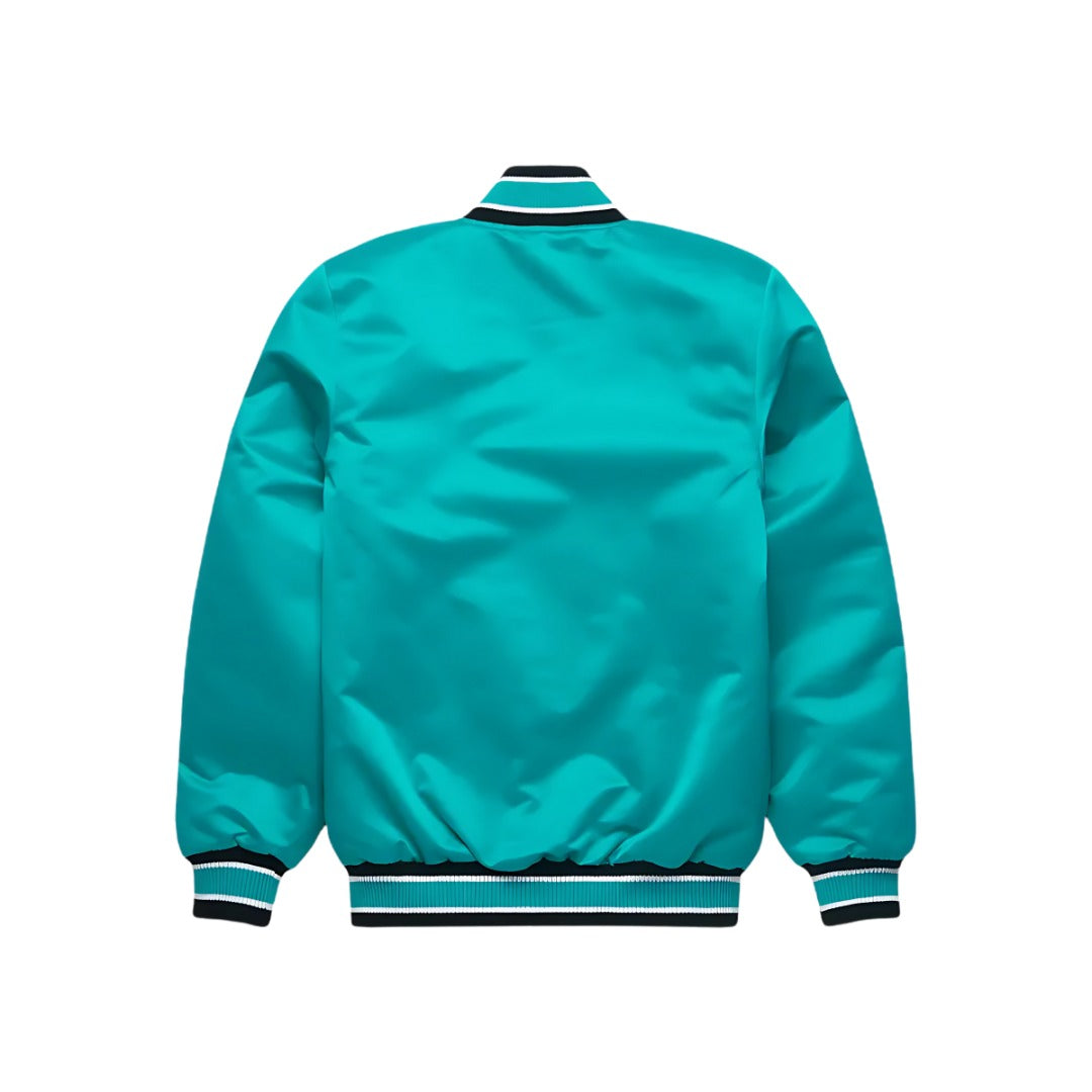 MLB Vintage Florida Marlins Teal Satin Bomber Jacket for Men & Women