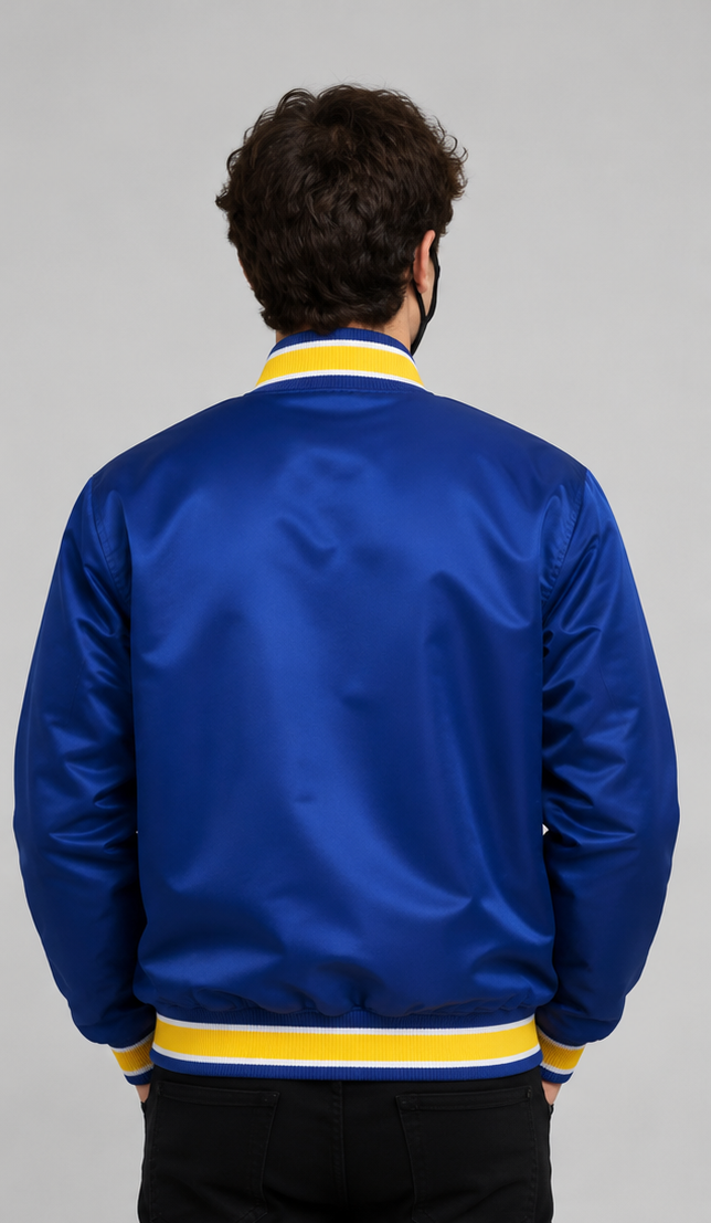 MLB Classic Seattle Mariners Royal Blue Satin Bomber Jacket for Men & Women