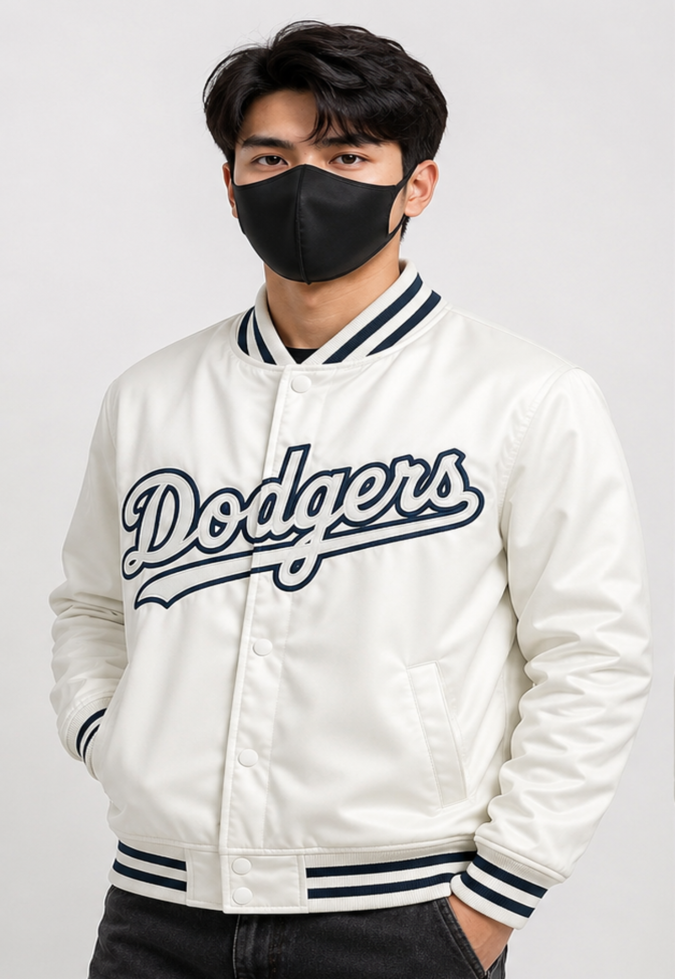 MLB Los Angeles Dodgers White Satin Bomber Jacket for Men & Women