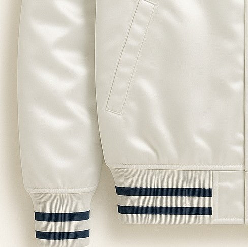 MLB Los Angeles Dodgers White Satin Bomber Jacket for Men & Women