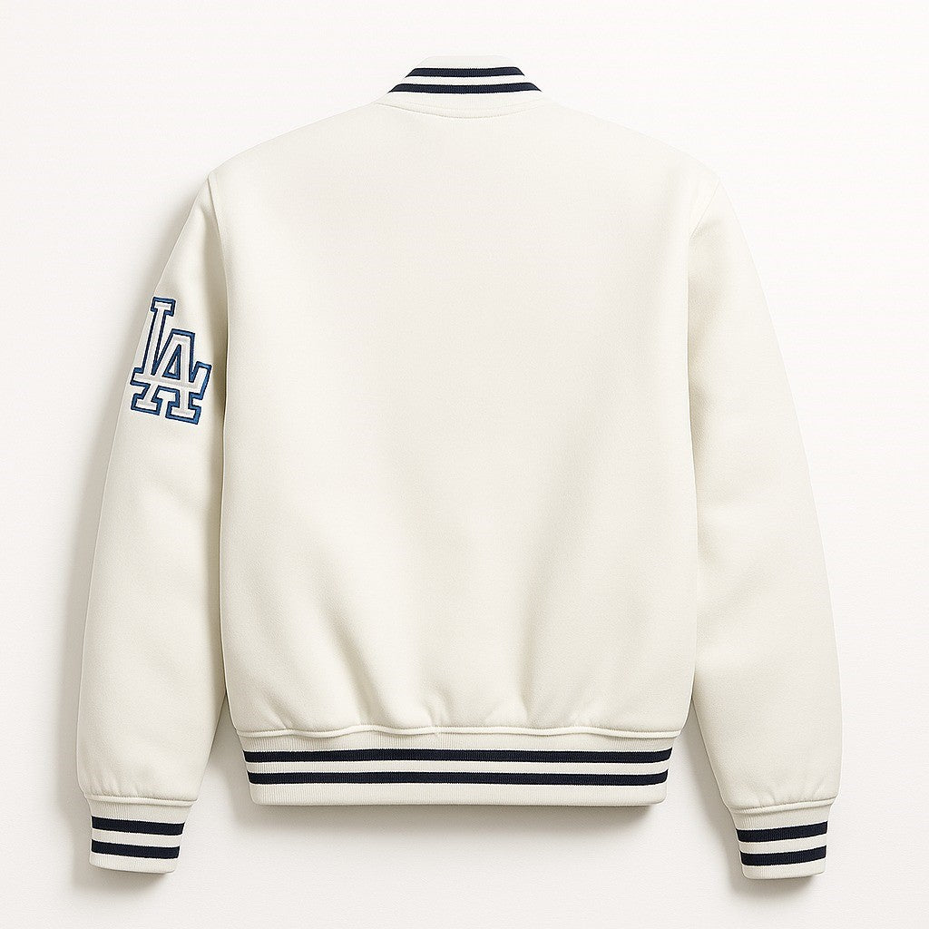 MLB Los Angeles Dodgers White Satin Bomber Jacket for Men & Women