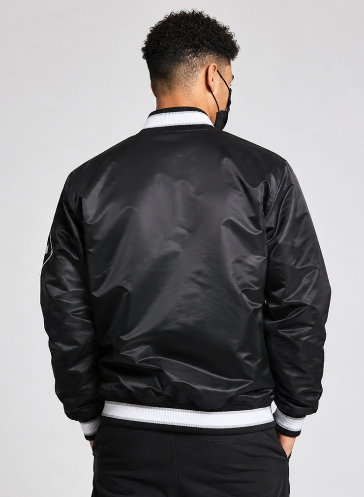 MLB Chicago White Sox Black Satin Bomber Jacket for Men & Women