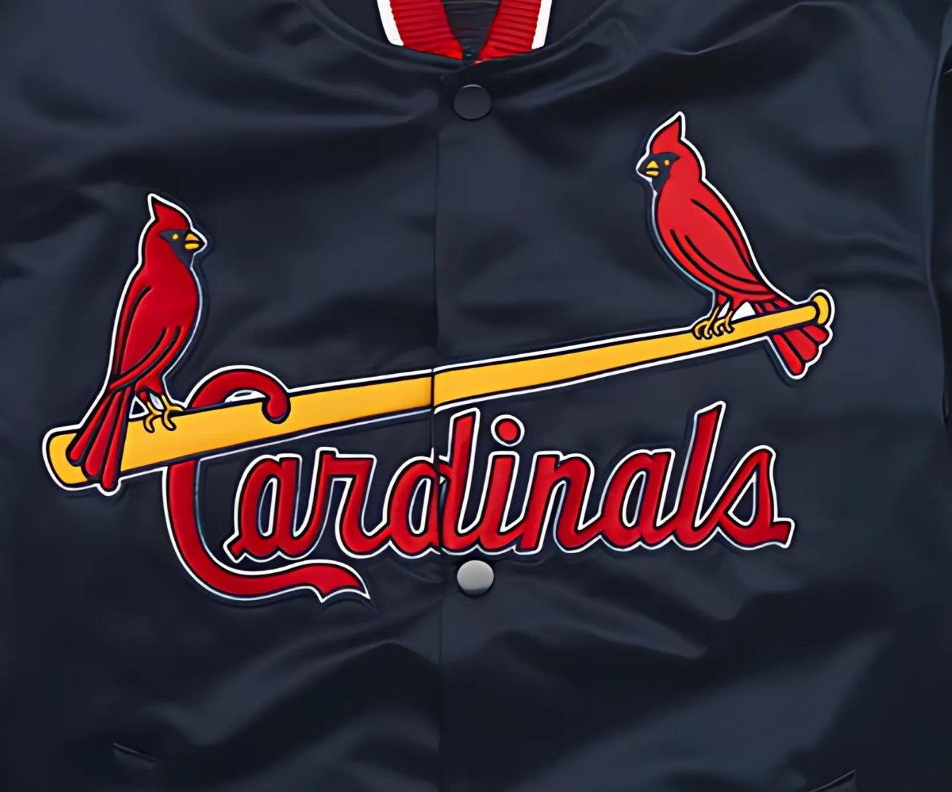 MLB St. Louis Cardinals Navy Blue Satin Bomber Jacket for Men & Women