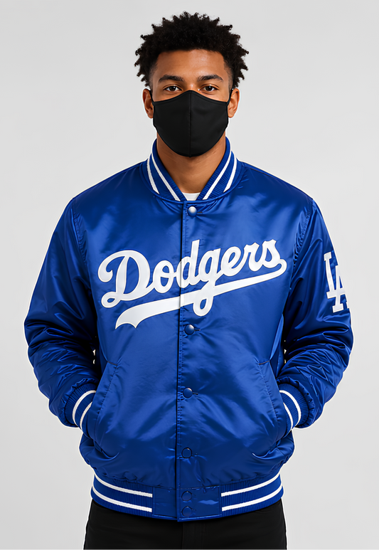 MLB Los Angeles Dodgers Royal Blue Satin Bomber Jacket for Men & Women