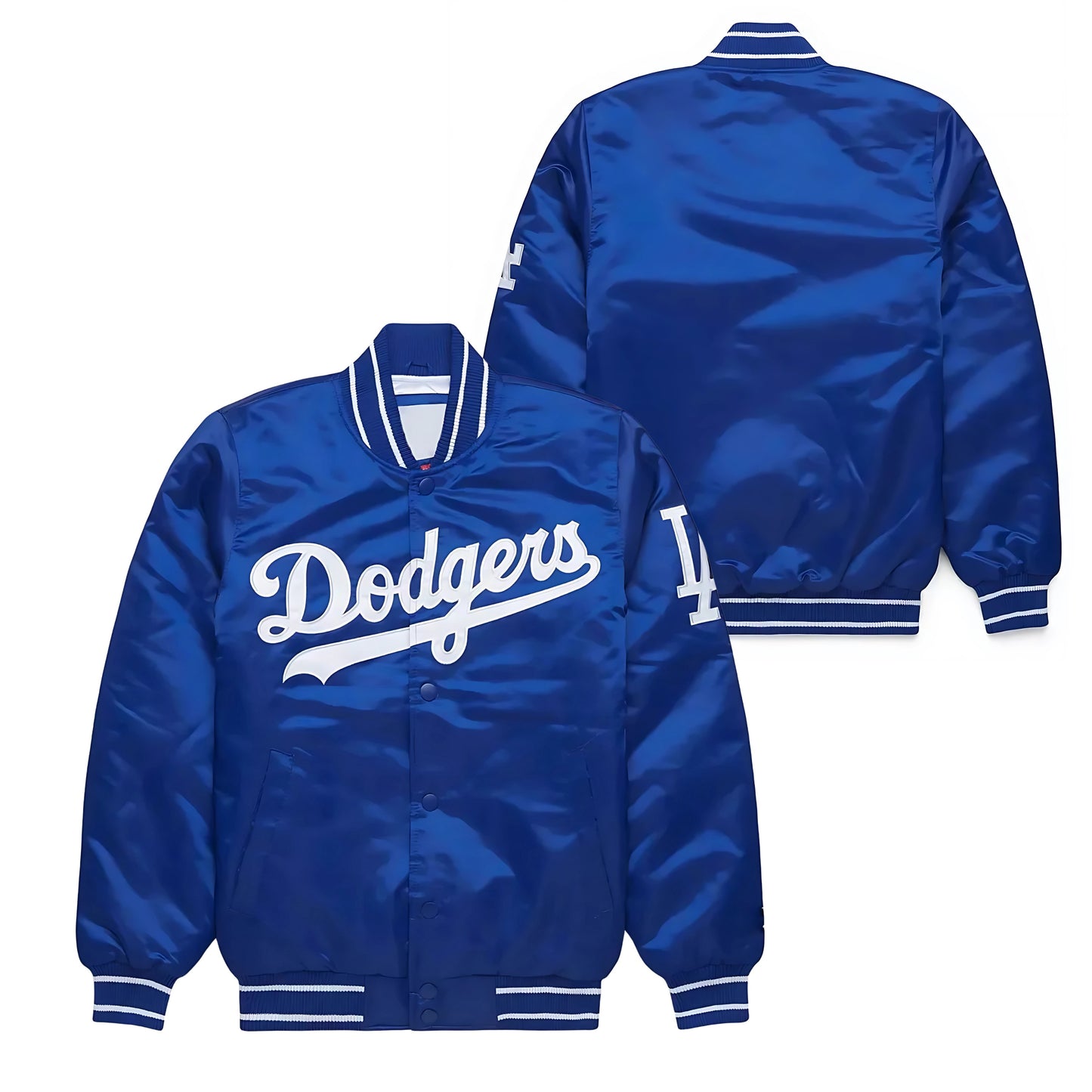 MLB Los Angeles Dodgers Royal Blue Satin Bomber Jacket for Men & Women