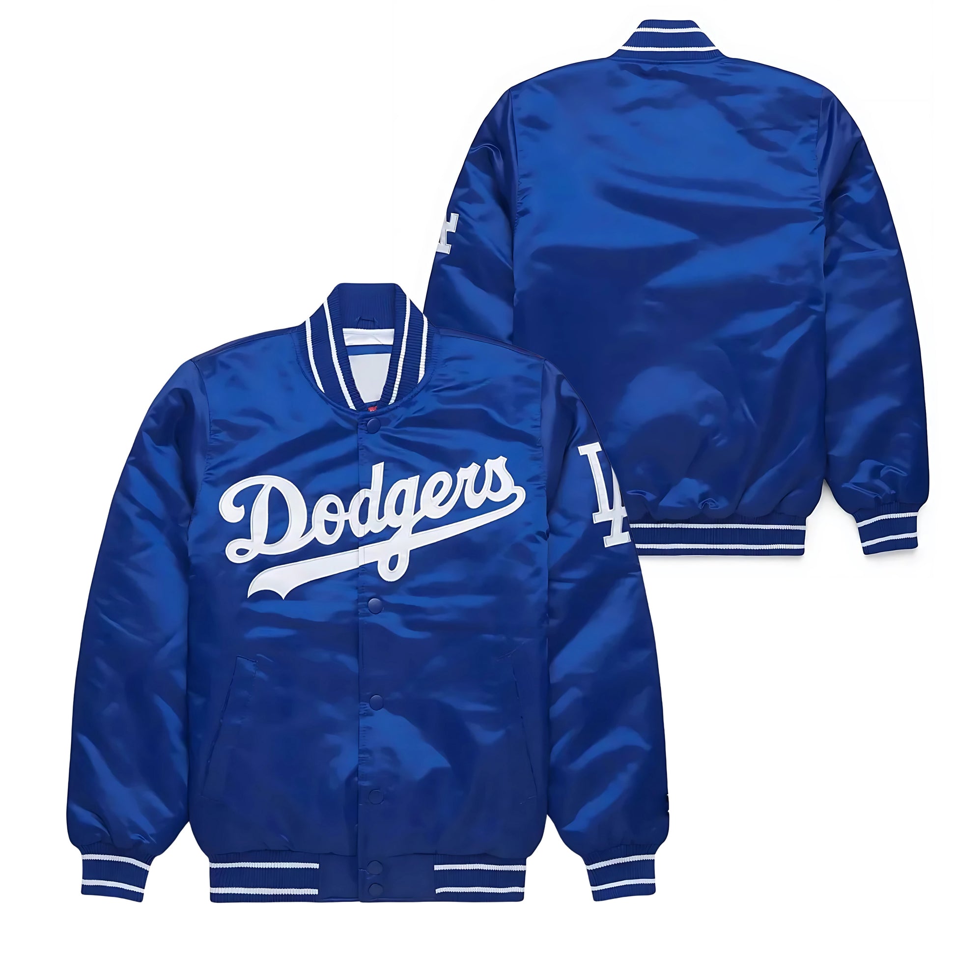 MLB Los Angeles Dodgers Royal Blue Satin Bomber Jacket for Men & Women