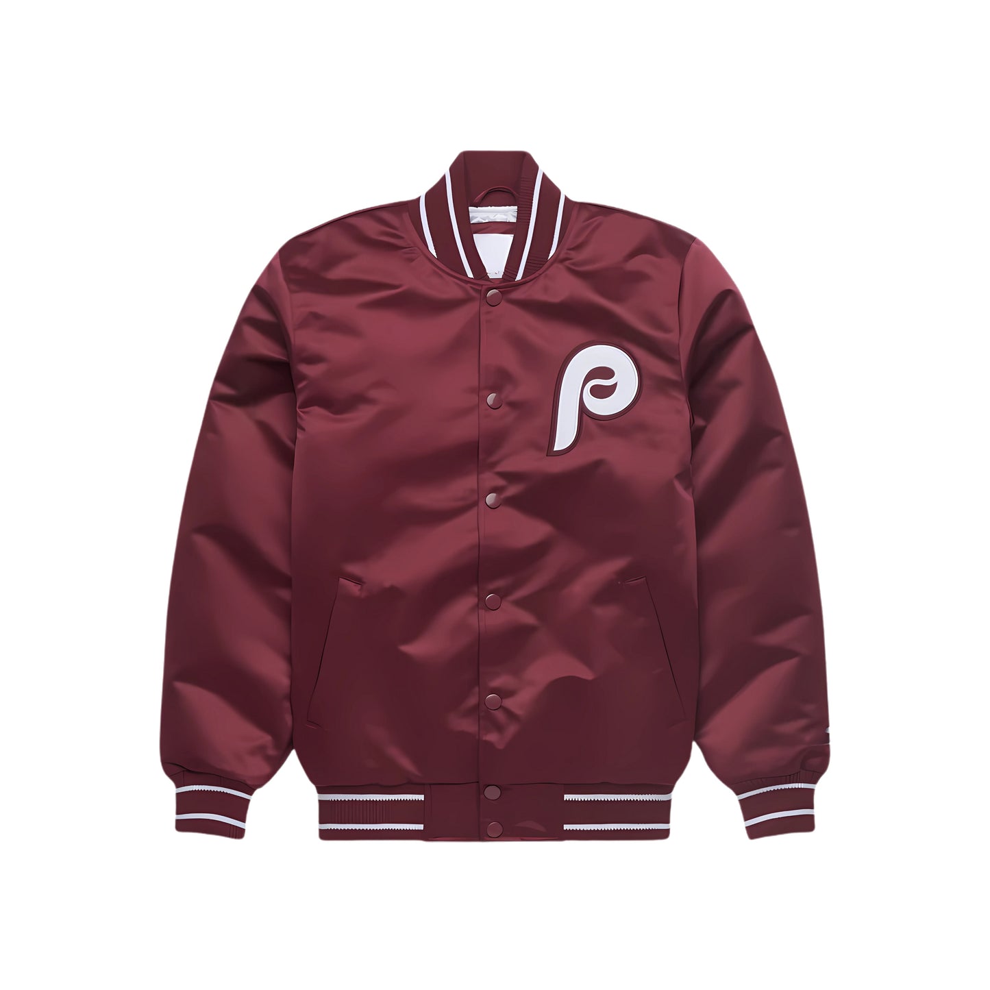 MLB Philadelphia Phillies Maroon Satin Bomber Jacket for Men & Women