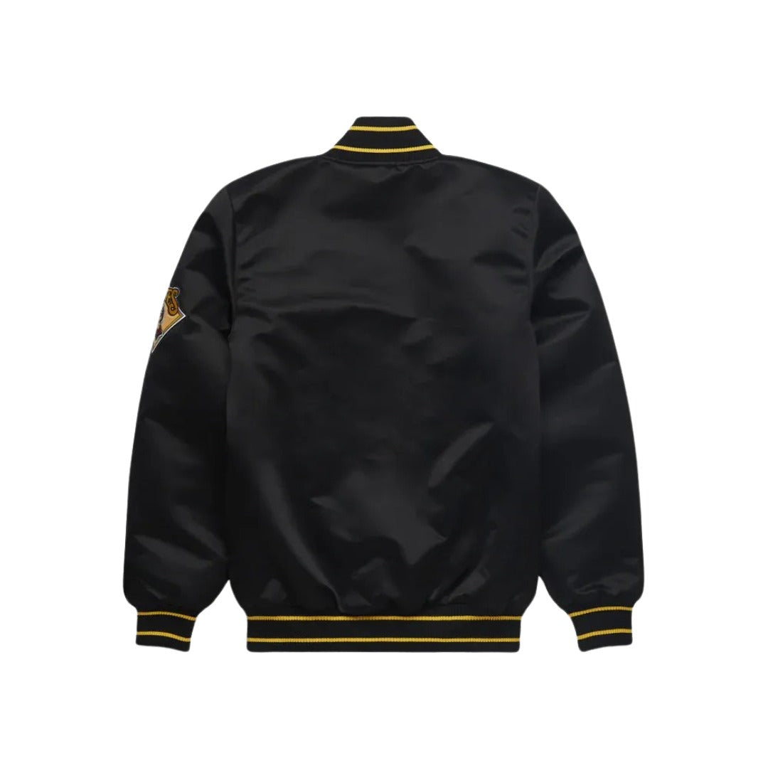 MLB Pittsburgh Pirates Black Satin Bomber Jacket for Men & Women