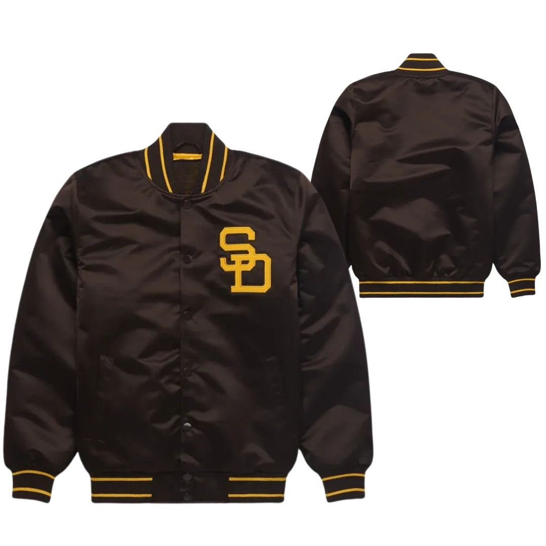 MLB San Diego Padres Brown Satin Bomber Jacket for Men & Women