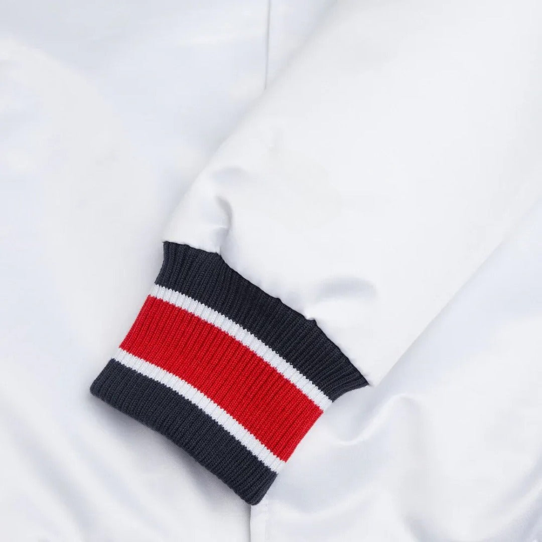 MLB Washington Nationals White Satin Bomber Jacket for Men & Women
