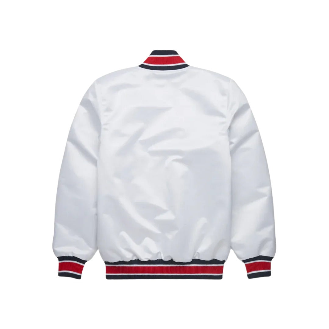 MLB Washington Nationals White Satin Bomber Jacket for Men & Women