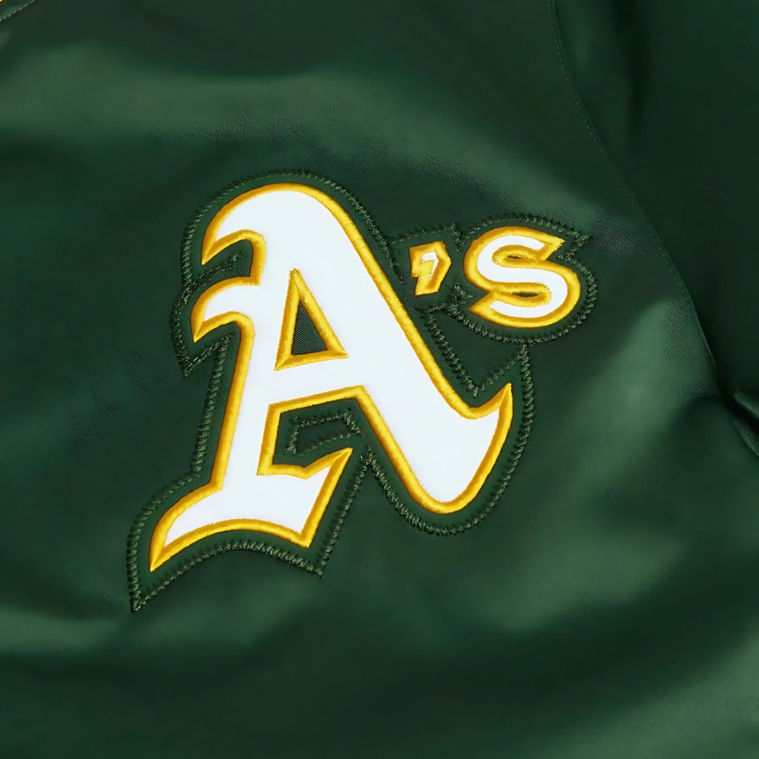 MLB Oakland Athletics Green Satin Bomber Jacket for Men & Women