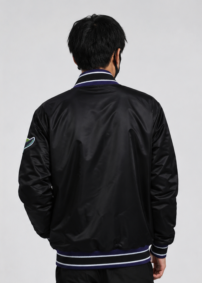 MLB Tampa Bay Devil Rays Vintage Black Satin Bomber Jacket for Men & Women