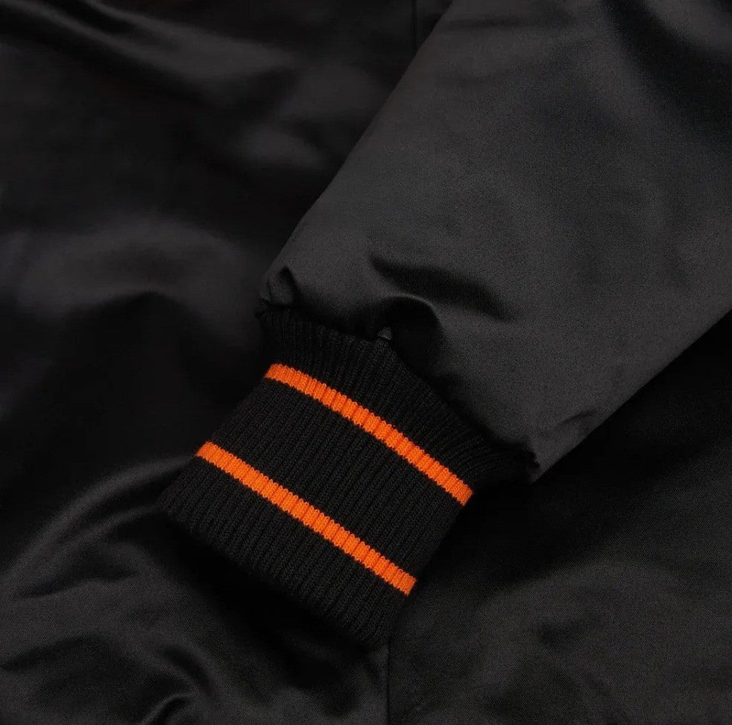 MLB Baltimore Orioles Black Satin Bomber Jacket for Men & Women