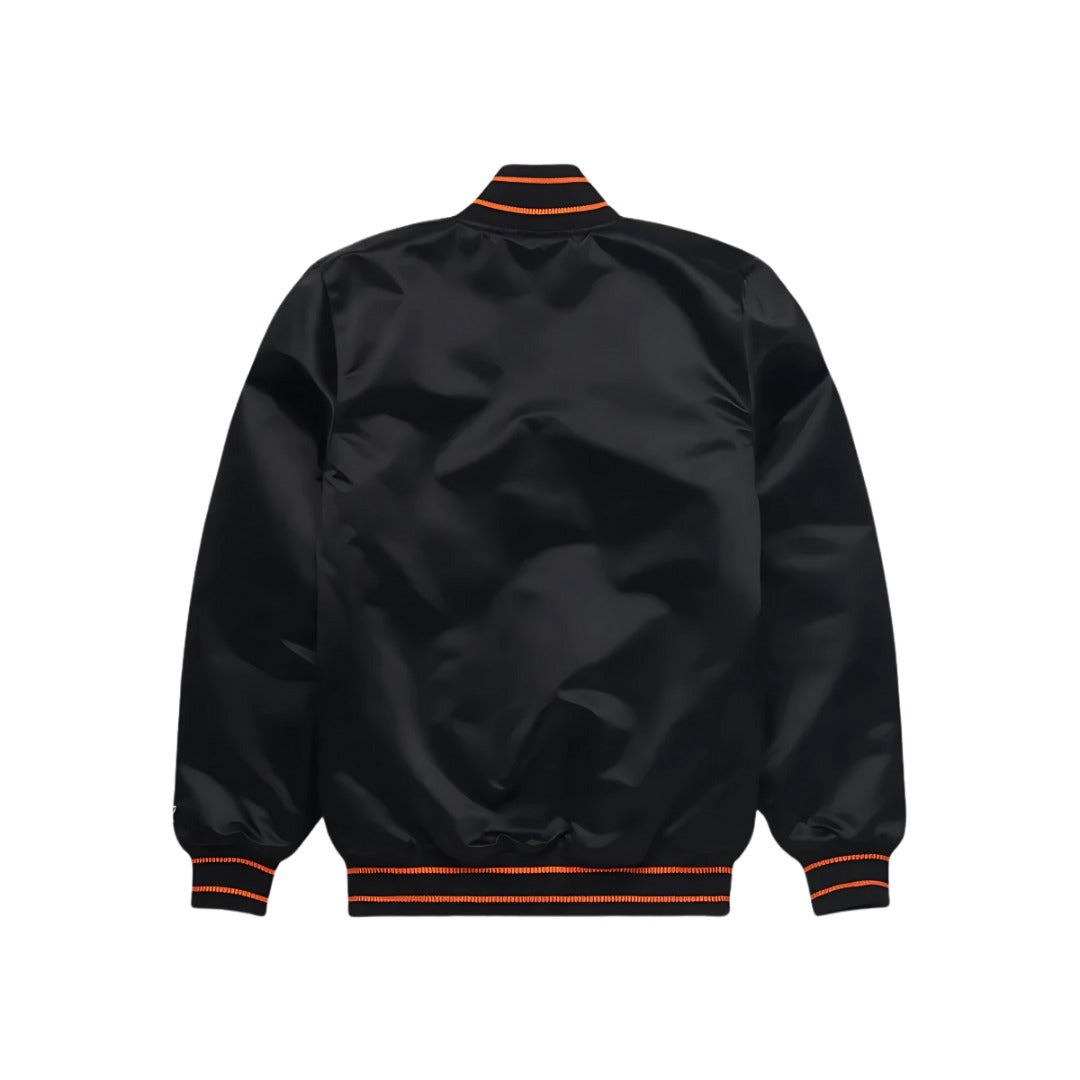 MLB Baltimore Orioles Black Satin Bomber Jacket for Men & Women