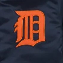 MLB Detroit Tigers Old English "D" Navy Blue Satin Bomber Jacket for Men & Women
