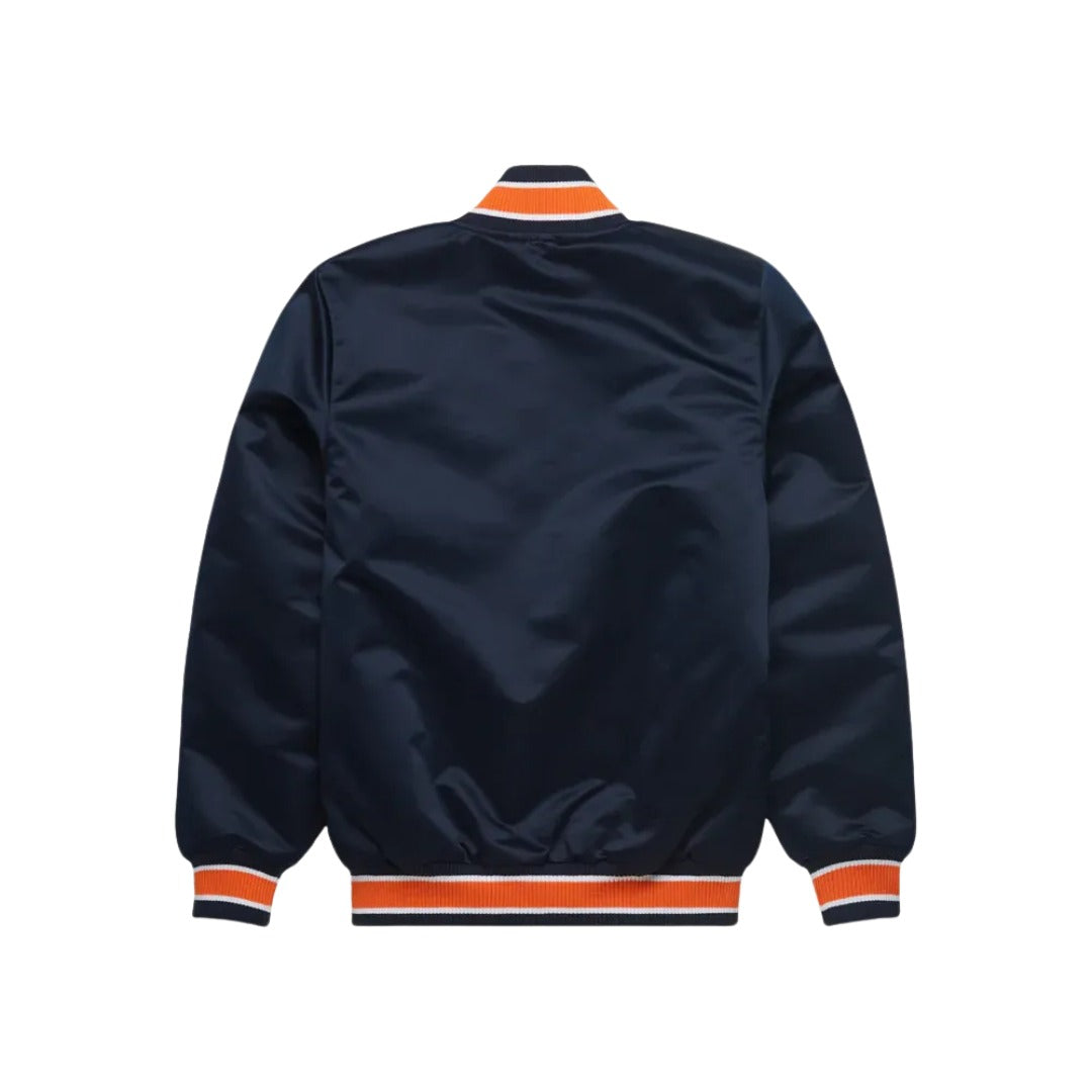 MLB Detroit Tigers Old English "D" Navy Blue Satin Bomber Jacket for Men & Women