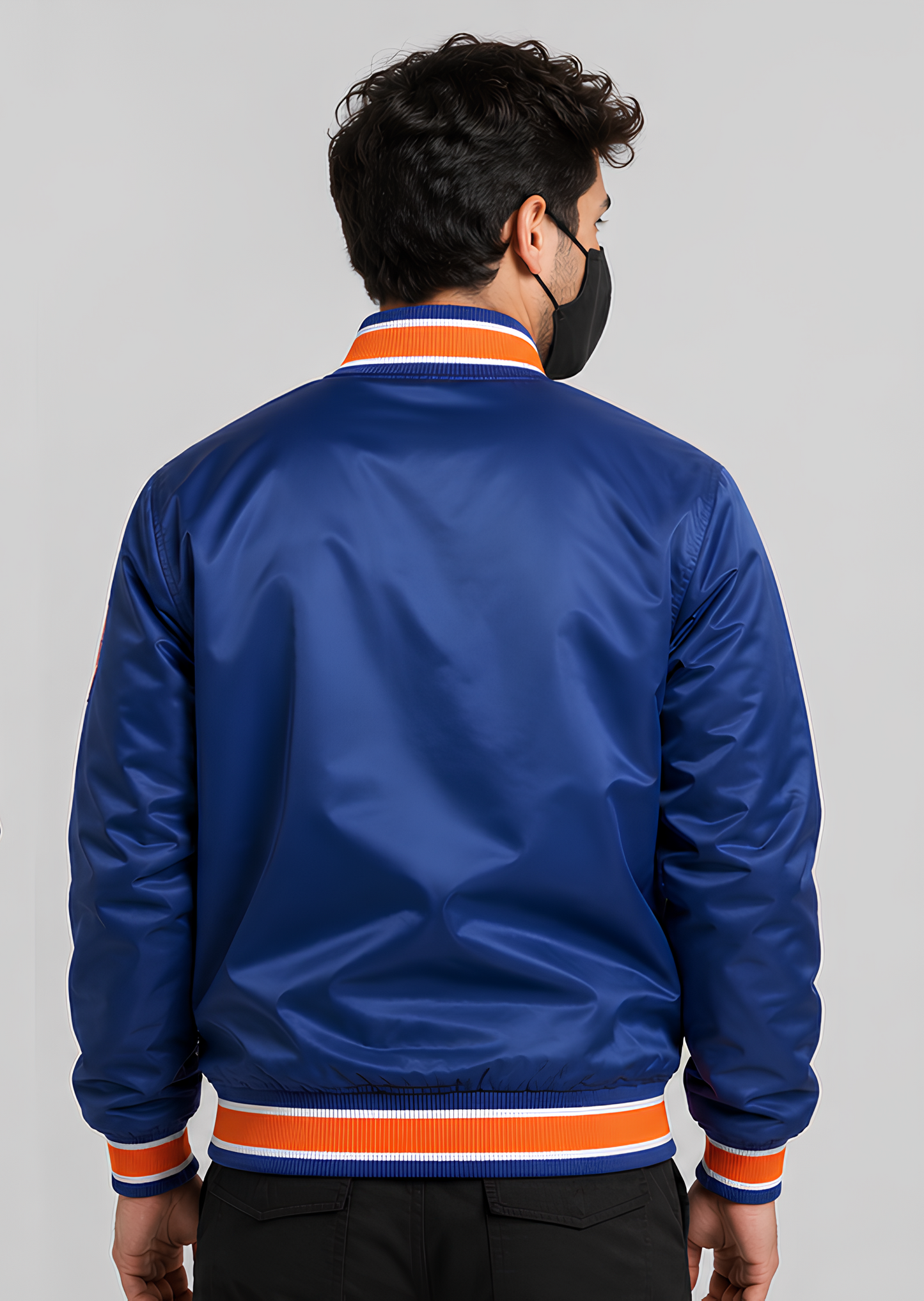 MLB New York Mets Royal Blue Satin Bomber Jacket for Men & Women