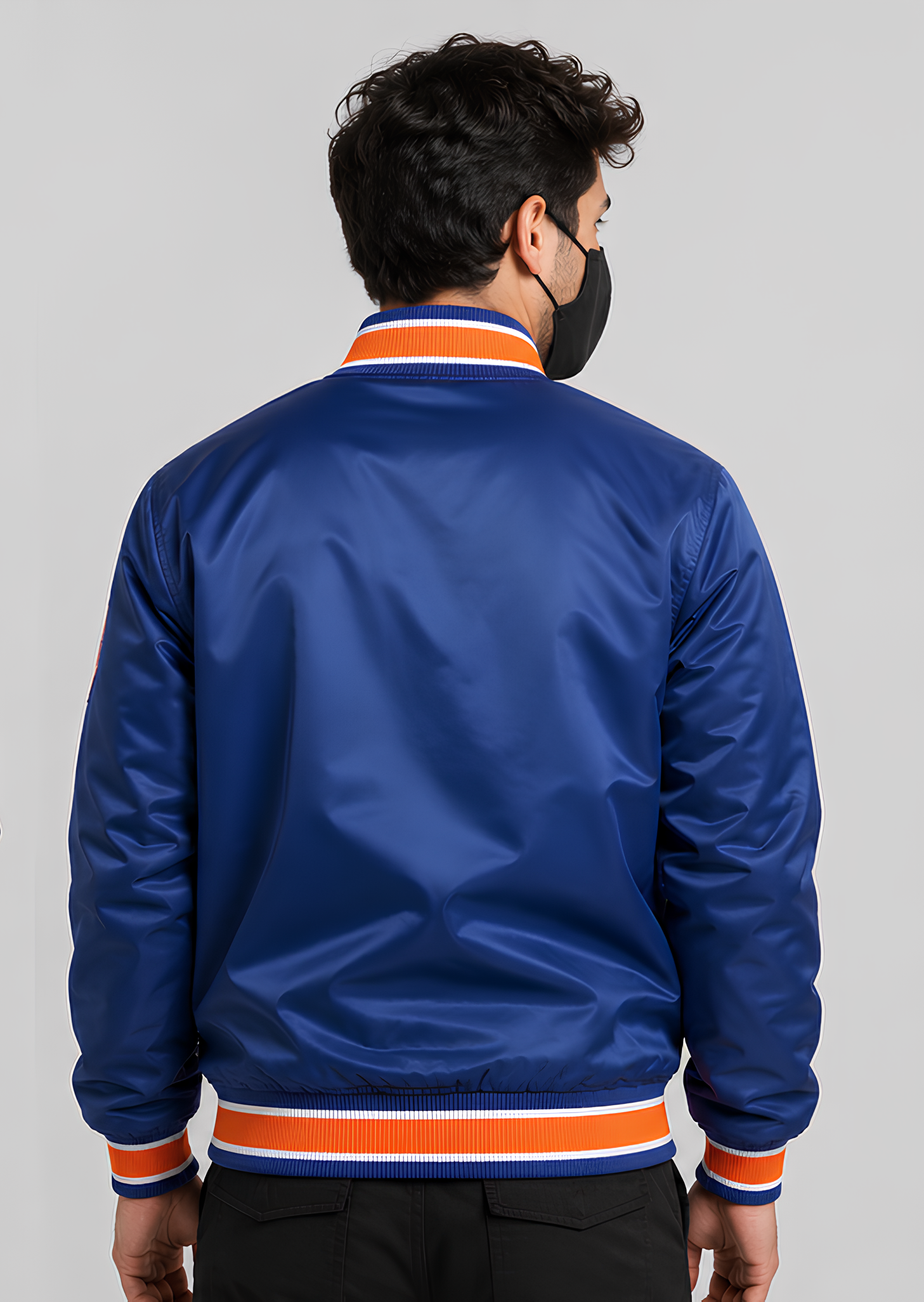 MLB New York Mets Royal Blue Satin Bomber Jacket for Men & Women