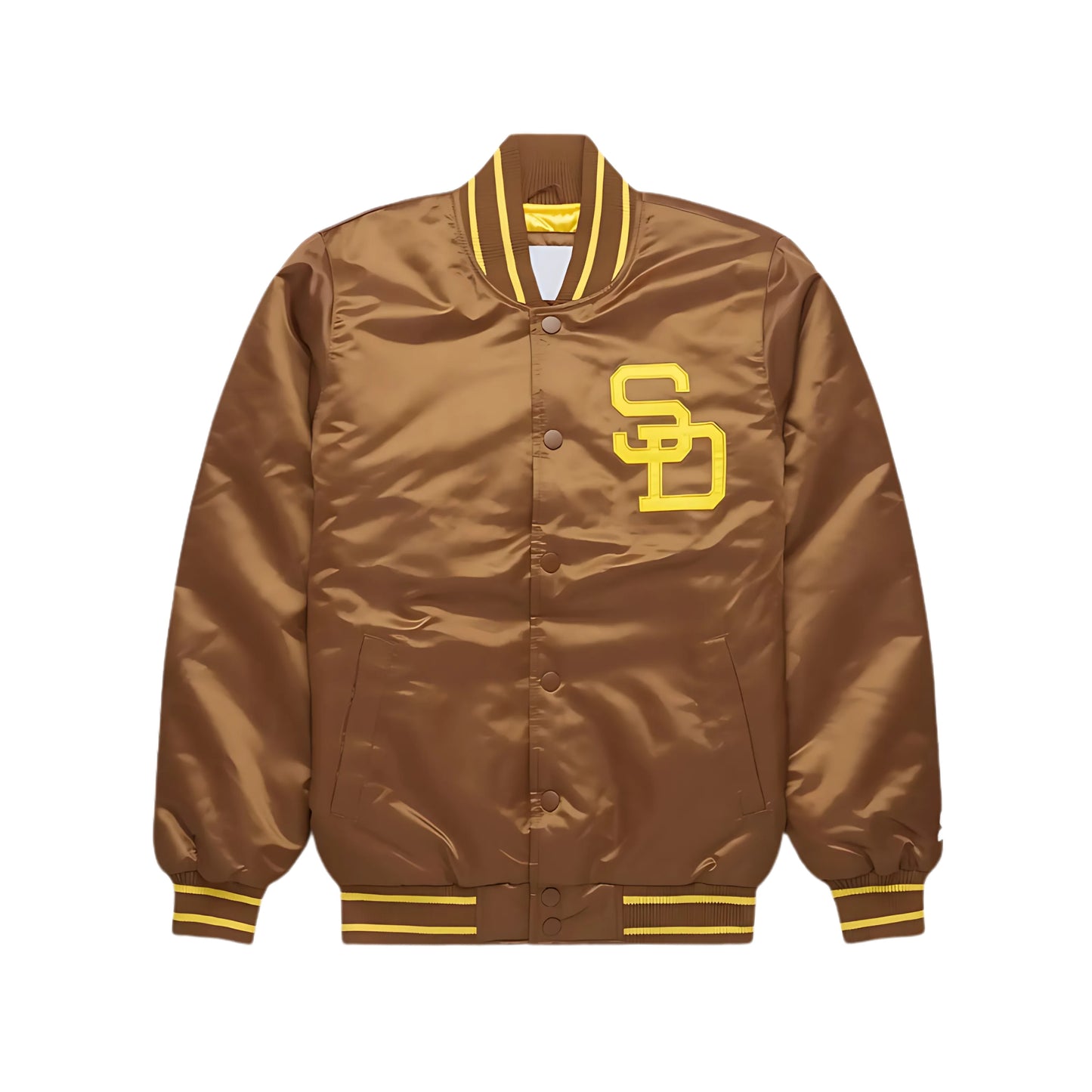 MLB Vintage San Diego Padres Brown Satin Bomber Jacket for Men & Women