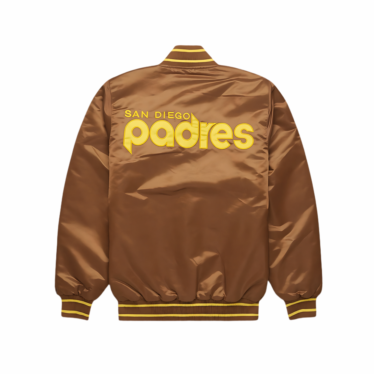 MLB Vintage San Diego Padres Brown Satin Bomber Jacket for Men & Women