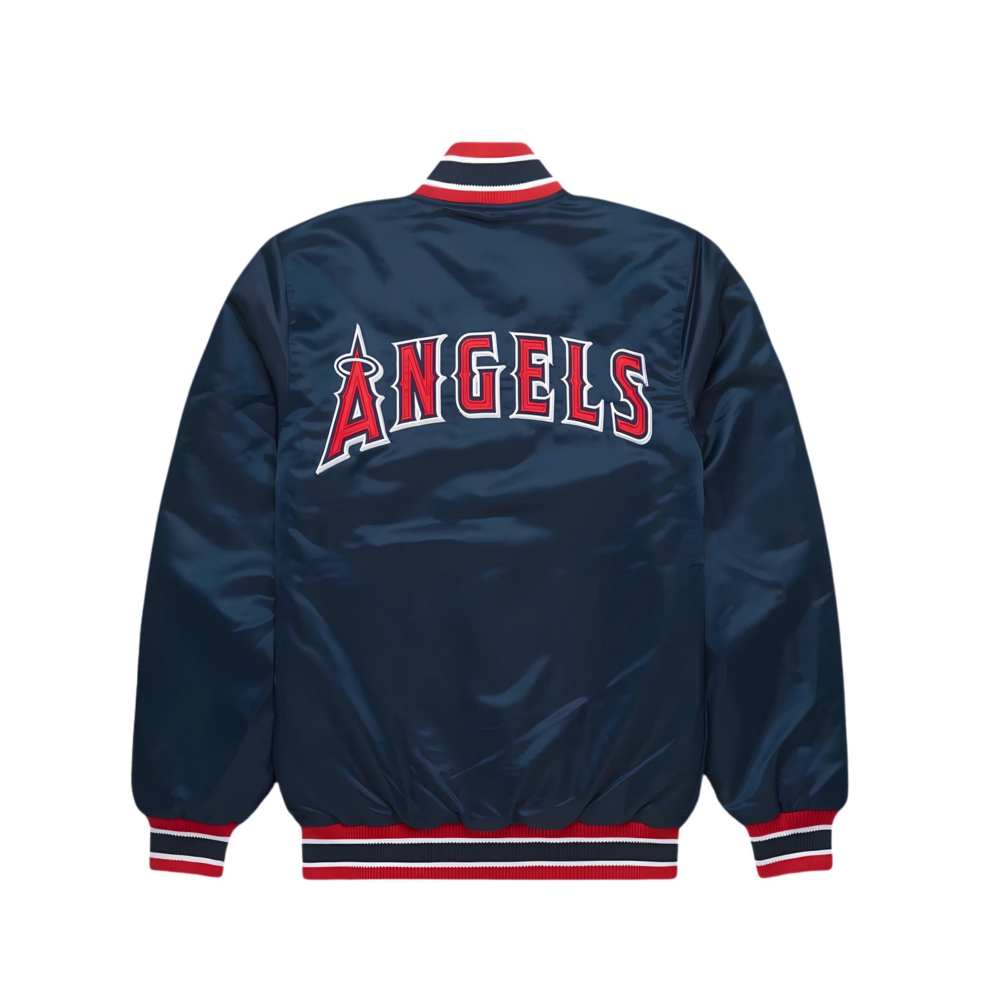 MLB Los Angeles Angels Navy Blue Satin Bomber Jacket for Men & Women