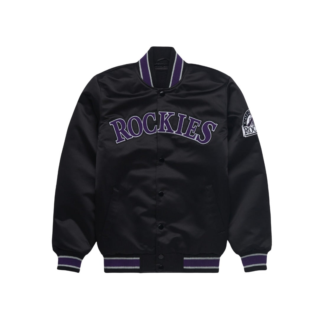 Black jacket with 'Rockies' text and logo on a white background