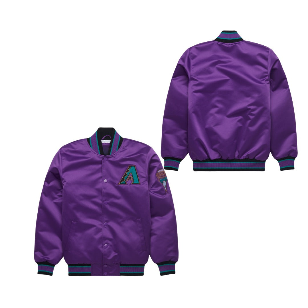 MLB Arizona Diamondbacks Purple Satin Bomber Jacket for Men & Women