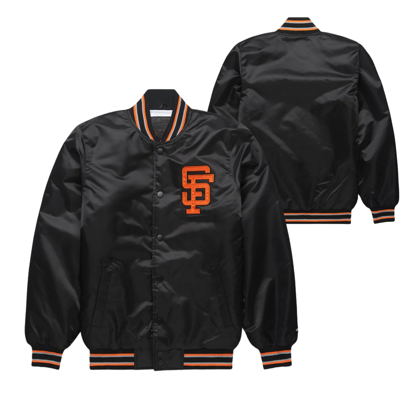 MLB San Francisco Giants Black Satin Bomber Jacket for Men & Women