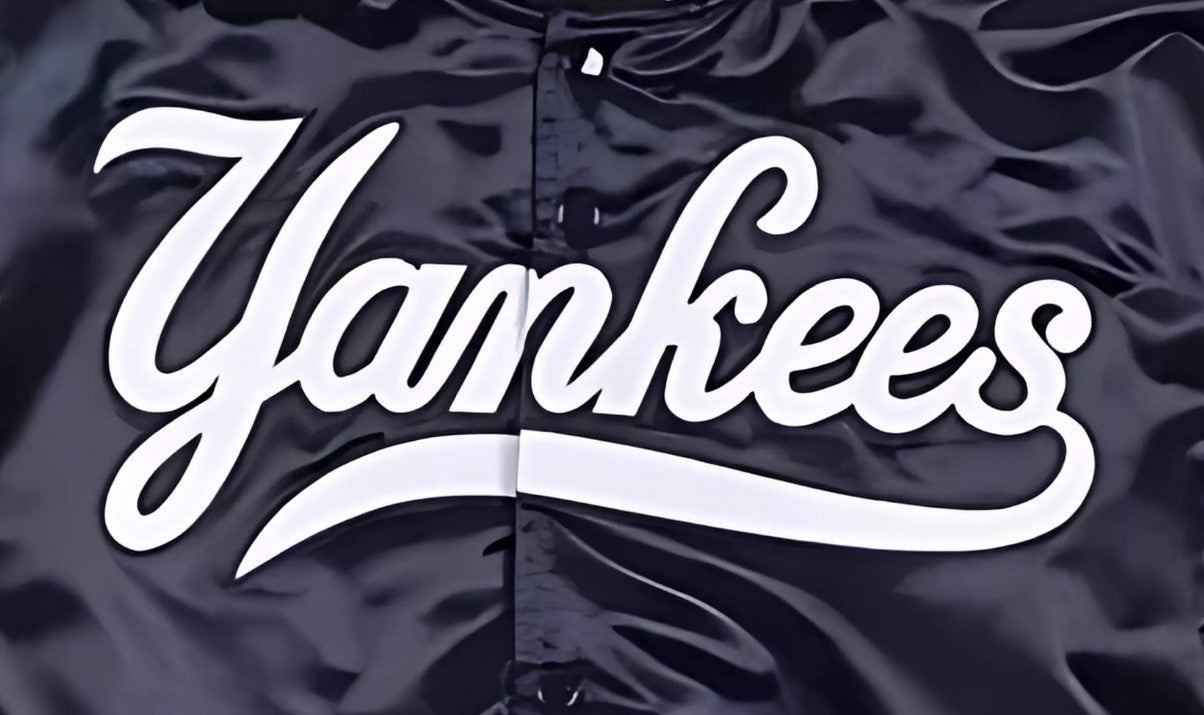 MLB New York Yankees Navy Blue Satin Bomber Jacket for Men & Women
