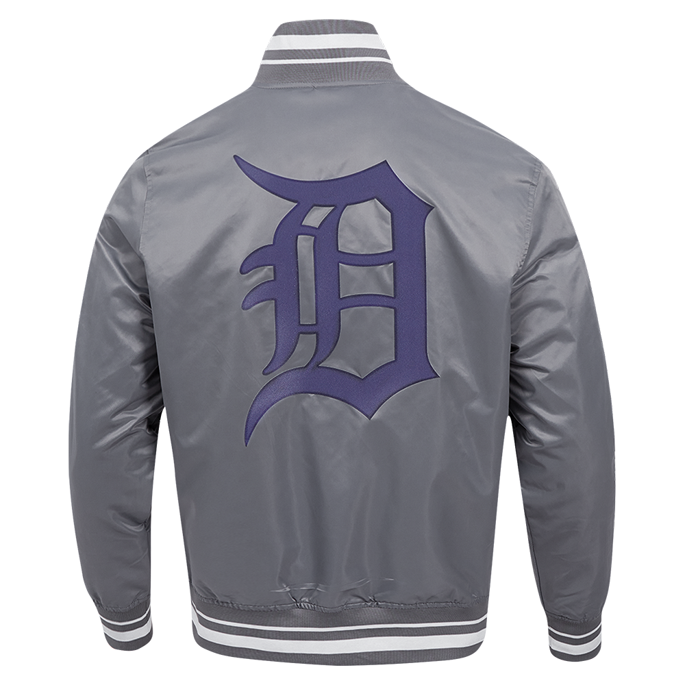 Gray jacket with a large 'D' logo on the back against a white background