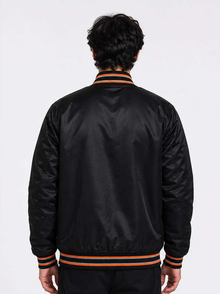 MLB San Francisco Giants Black Satin Bomber Jacket for Men & Women
