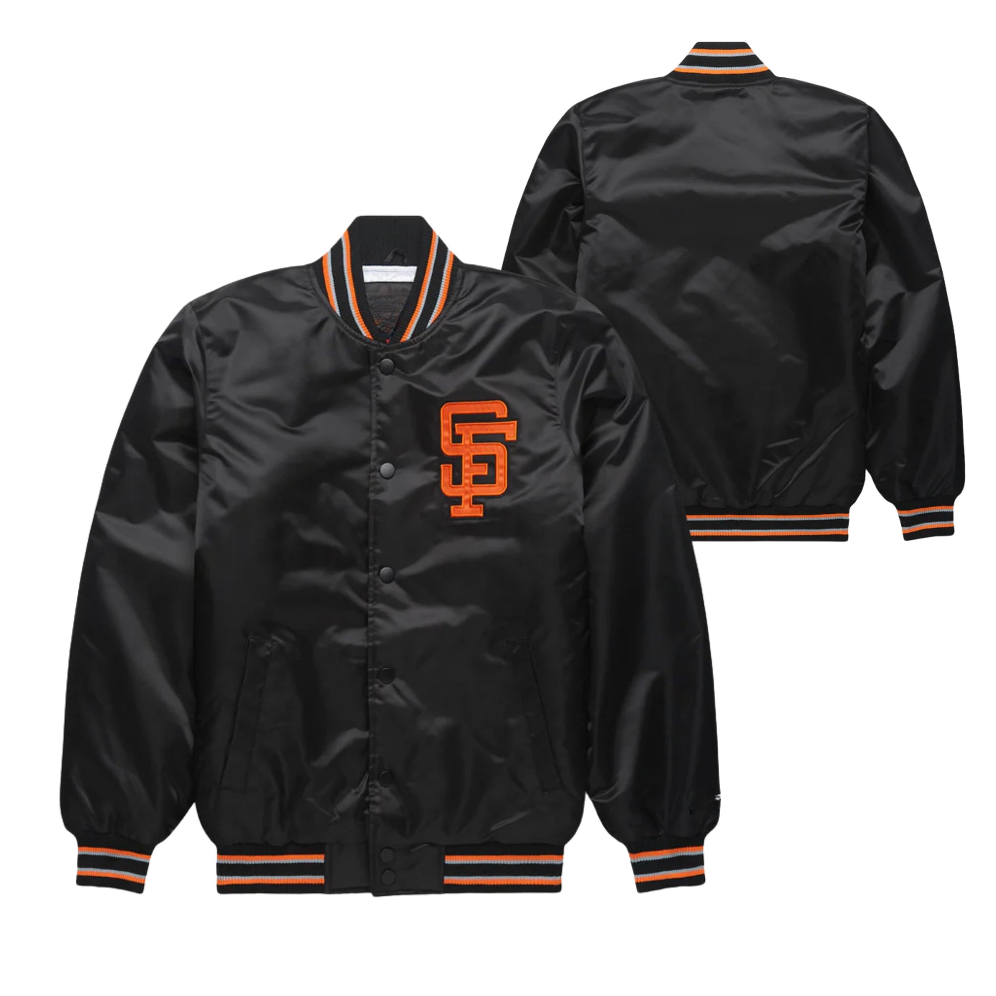 MLB San Francisco Giants Black Satin Bomber Jacket for Men & Women