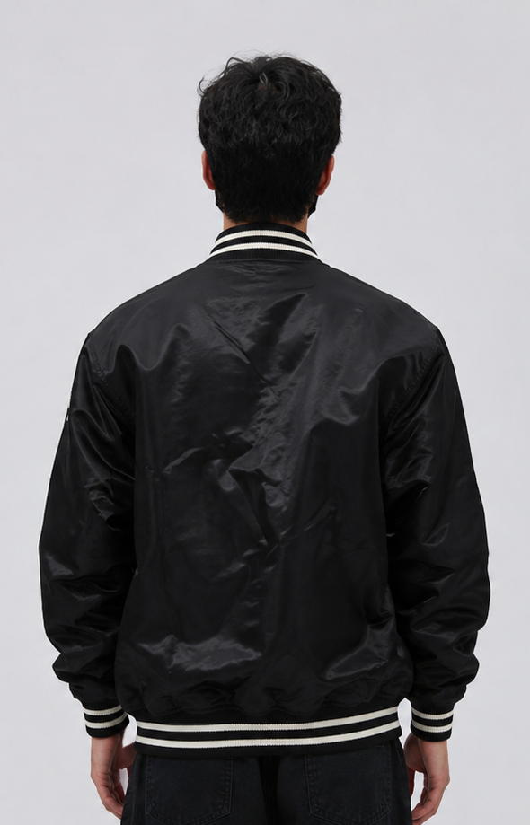 MLB Vintage Los Angeles Dodgers Black Satin Bomber Jacket for Men & Women