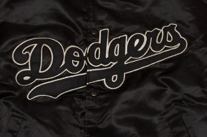 MLB Vintage Los Angeles Dodgers Black Satin Bomber Jacket for Men & Women