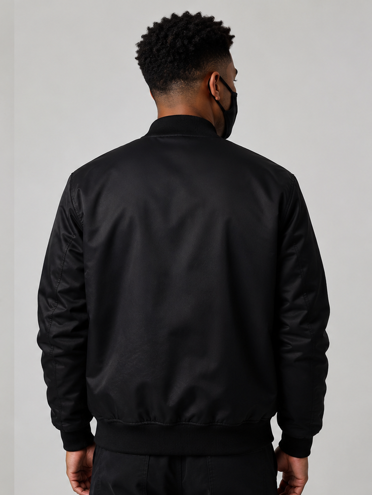 MLB San Francisco Script Logo Black Satin Bomber Jacket for Men & Women 