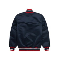 MLB Atlanta Braves Navy Blue Satin Bomber Jacket for Men & Women