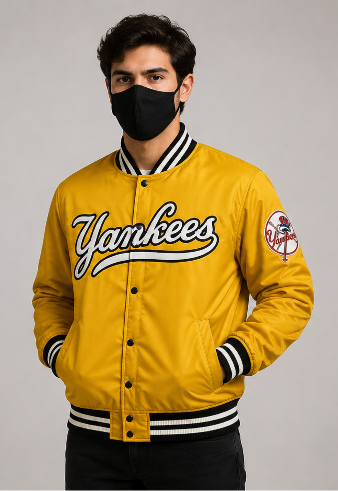 MLB New York Yankees Yellow Satin Bomber Jacket for Men & Women