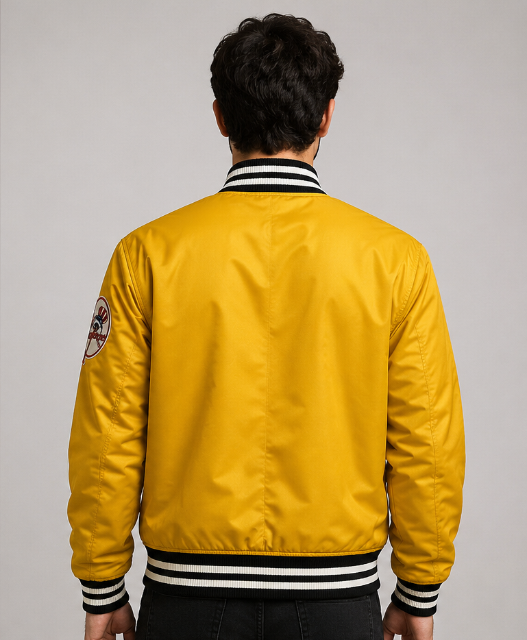MLB New York Yankees Yellow Satin Bomber Jacket for Men & Women
