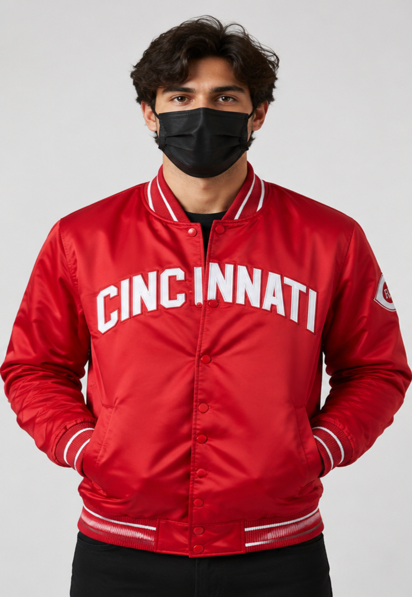 MLB Cincinnati Red Satin Bomber Jacket for Men & Women