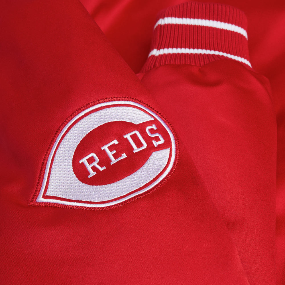MLB Cincinnati Red Satin Bomber Jacket for Men & Women
