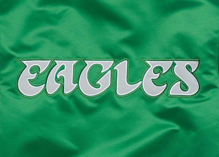 Philadelphia Eagles Green satin with 'EAGLES' embroidered in white