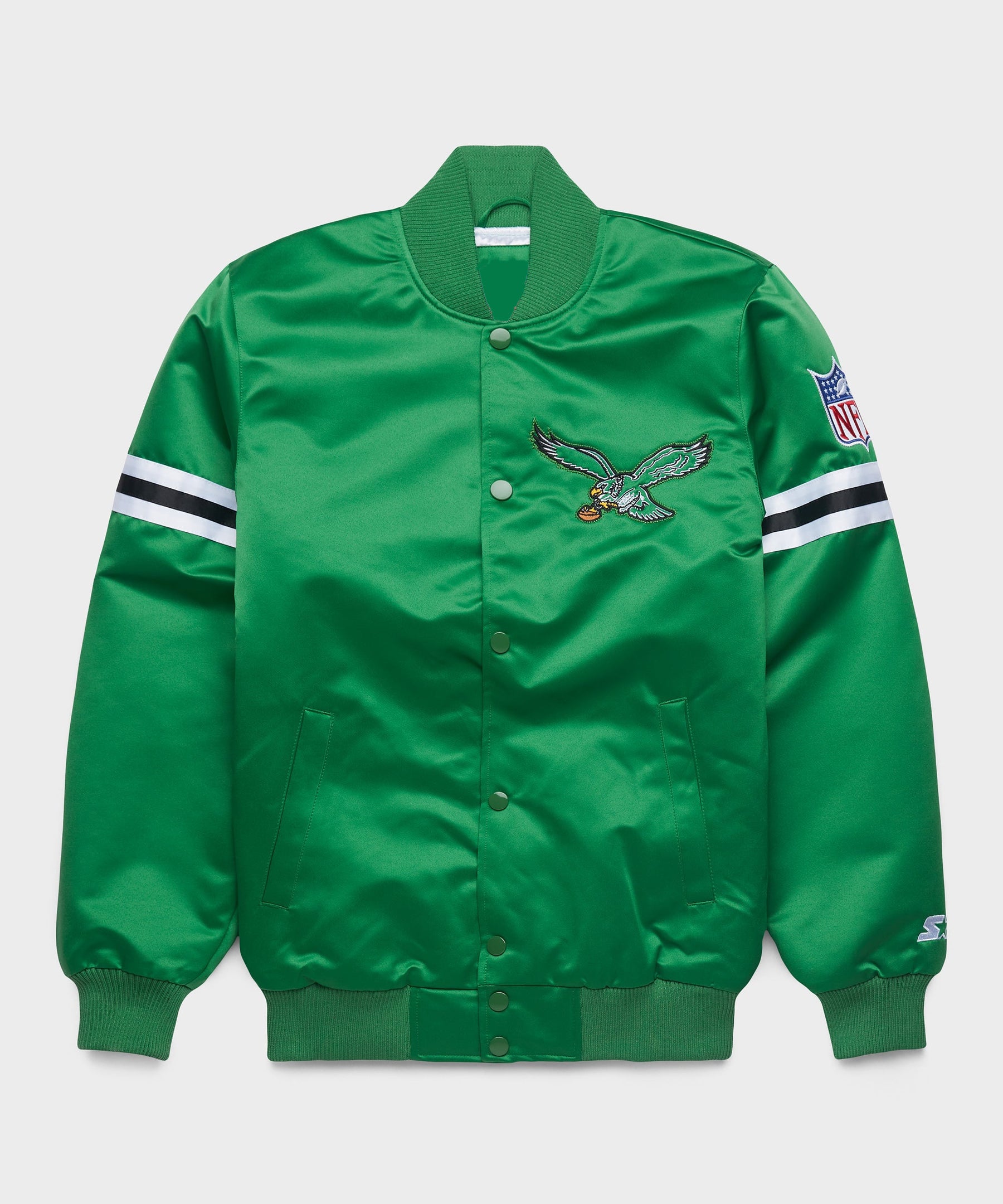 Philadelphia Eagles Green jacket with a logo on a white background