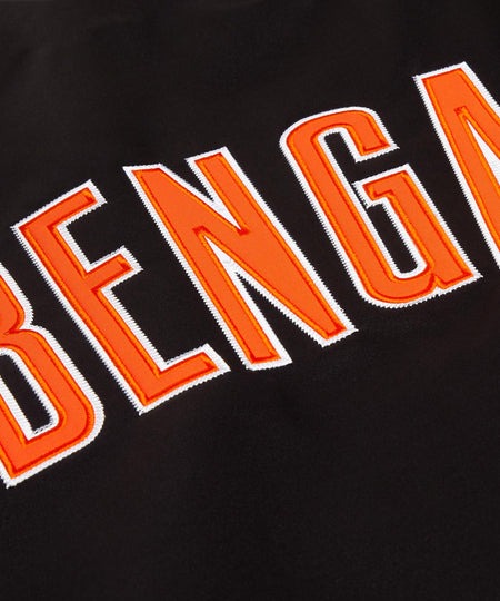 Black jacket with orange 'BENGAL' text on a black background