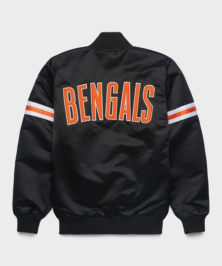 Cincinnati Bengals Black jacket with 'BENGALS' text on the back against a white background