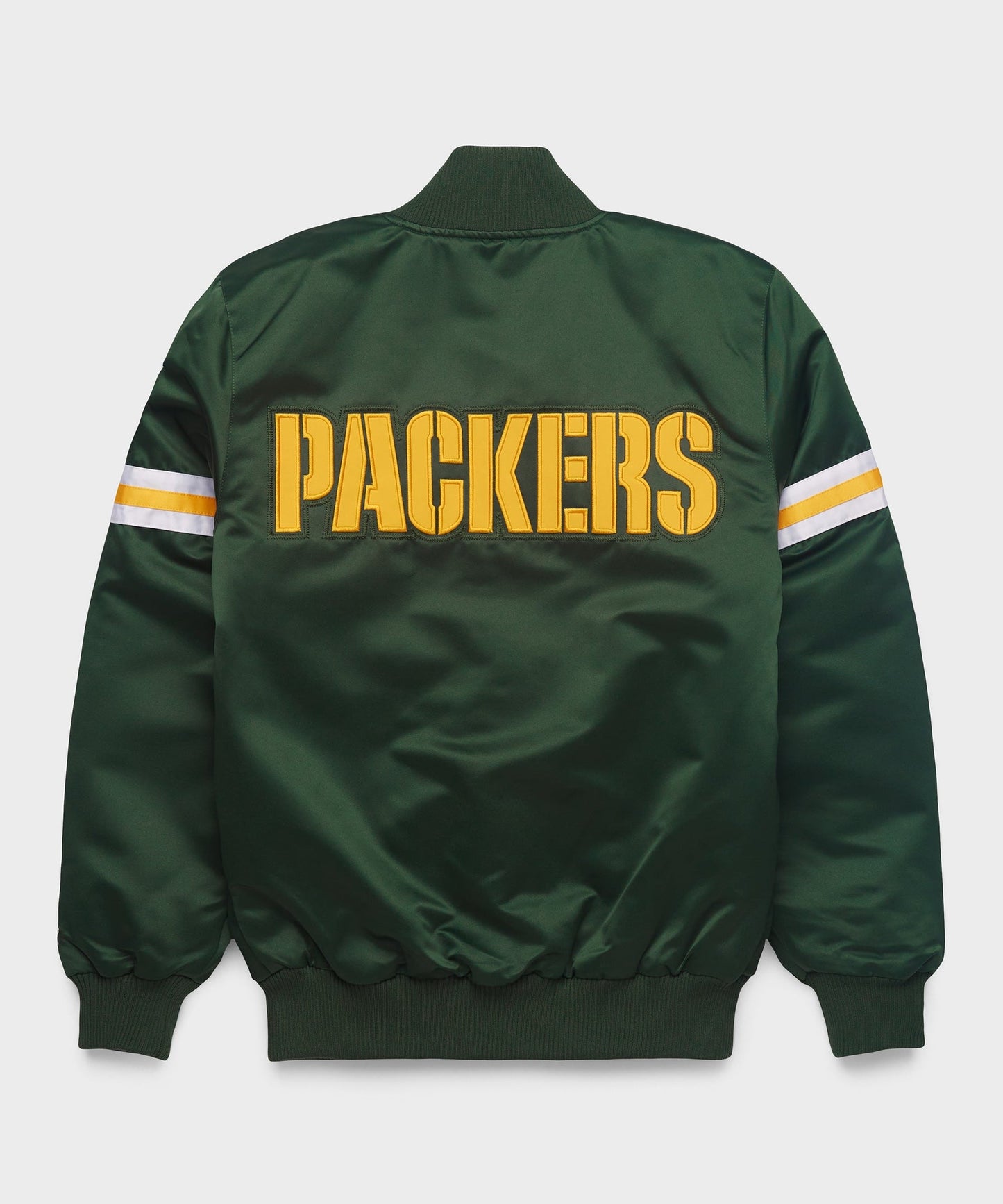 Green Bay Packers jacket with 'Packers' text on a white background