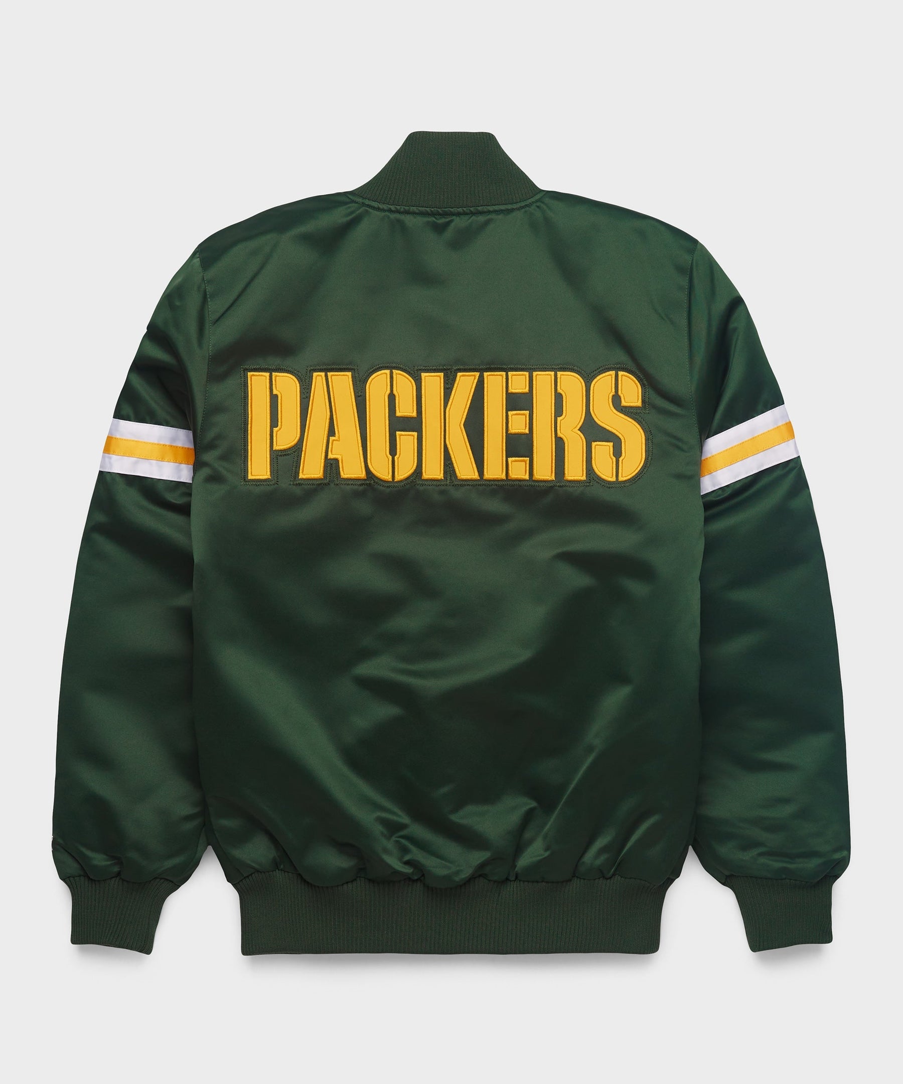Green Bay Packers jacket with 'Packers' text on a white background